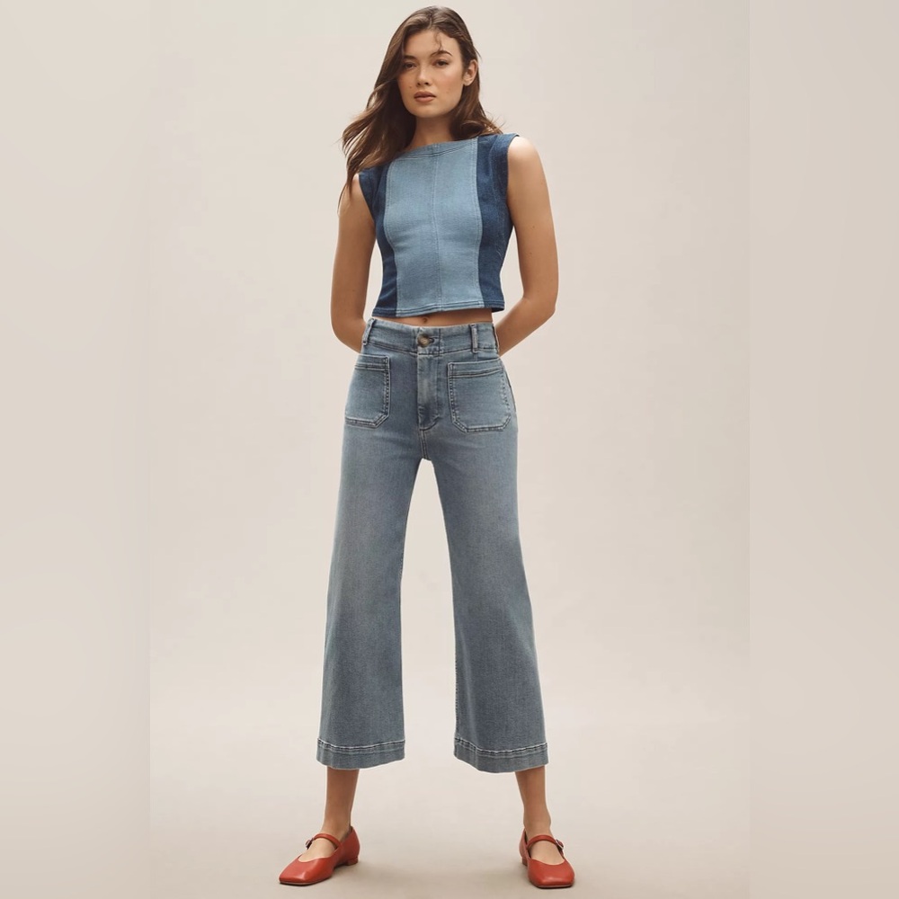 Anthropologie The Colette Cropped High-Rise Wide-Leg Jeans by Maeve Kora…
